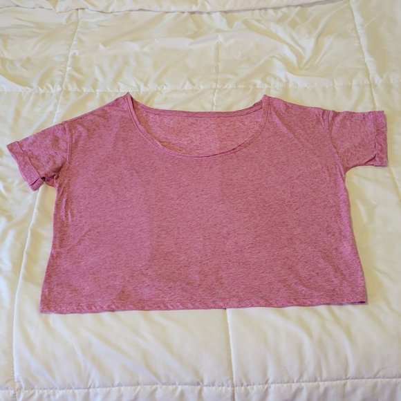 PacSun magenta short sleeve scoop neck slouch crop top Sz: M - Picture 4 of 4